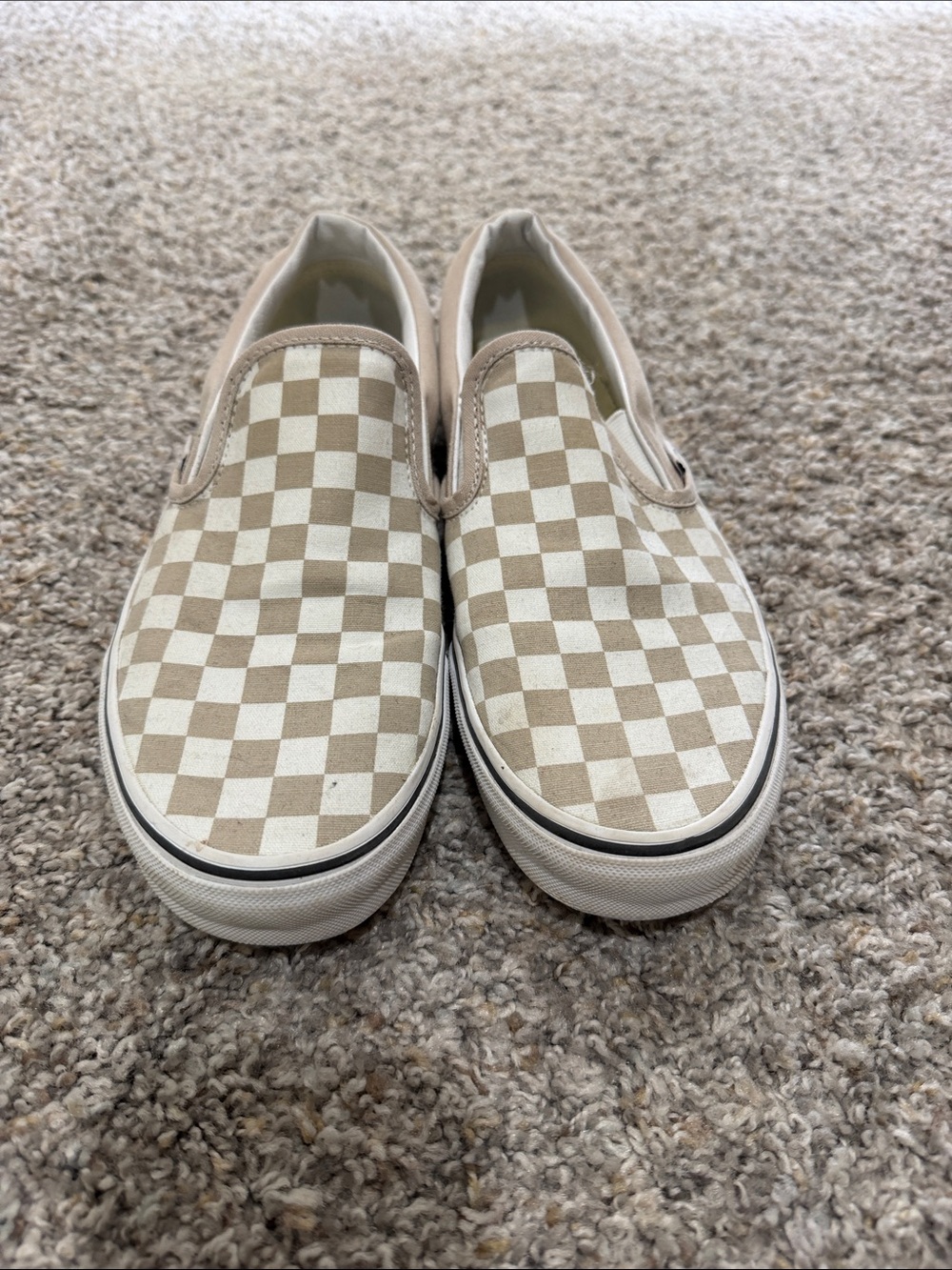 Vans Classic Slip-On Checkerboard Canvas Loafers - Beige & White
